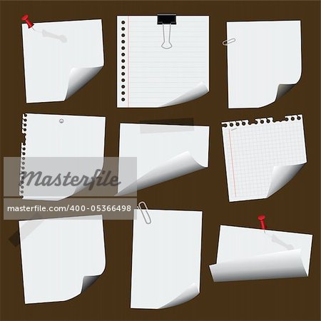 vector set of sticky note papers