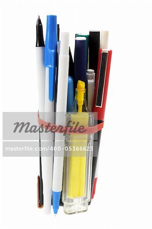 Bundle of Pens on White Background