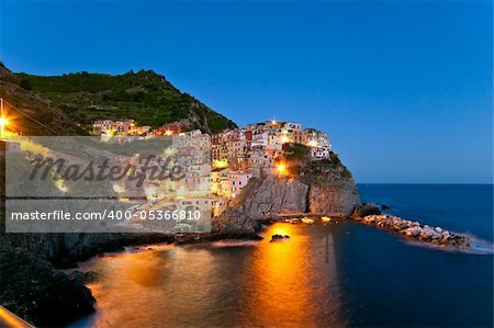 Small Town Manarola (Cinque Terre, Italy) after the sunset