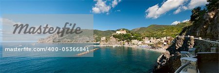 Panoramic view at the Monterosso village in Cinque Terre, Italy