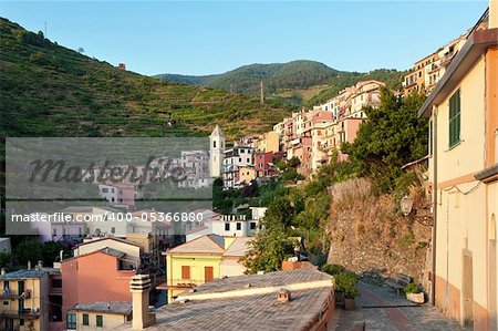 Small fishing village Manarola on the mountain hill