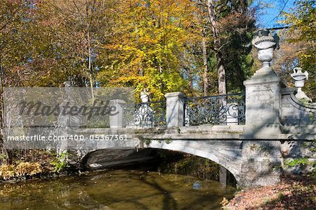Bridge in the autumn park