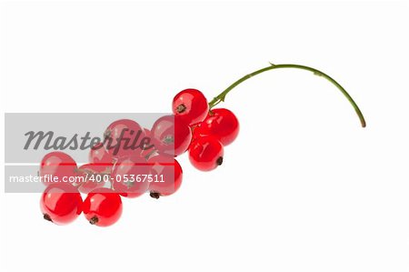 Fresh red currant berries laying isolated on white.