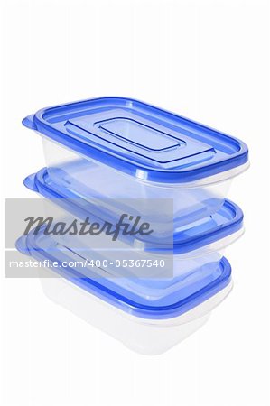 Stack of Plastic Containers on White Background