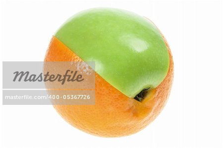 Slice of Apple and Orange on White Background