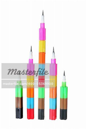 Plastic Pencils on White Background