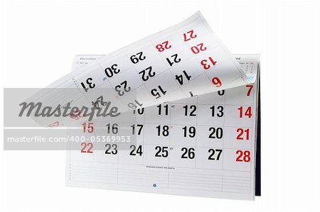Calendar on Isolated White Background