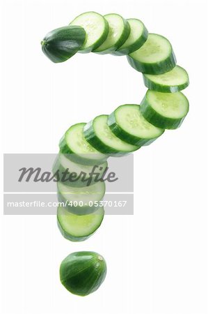 Slices of Lebanese Cucumber on White Background