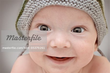 Baby boy in Knitted handmade hat