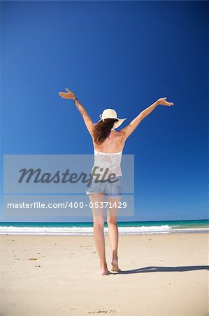 woman at Zahara beach in Cadiz Andalusia Spain