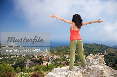 coast of Girona from Begur castle at Catalonia Spain