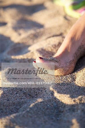woman feet on sand at Girona Catalonia Spain