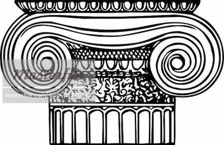 Ionic column isolated on white
