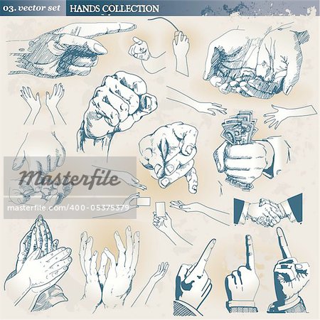 Collection of different hand gestures