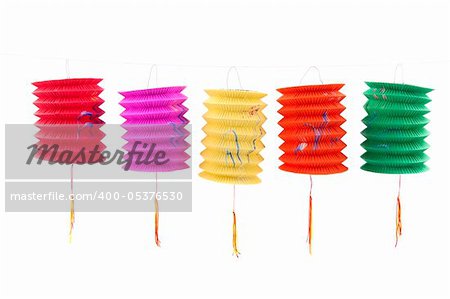 Chinese paper lanterns on white background