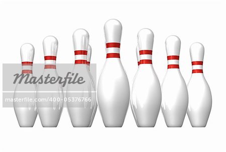bowling pins on white background - 3d illustration