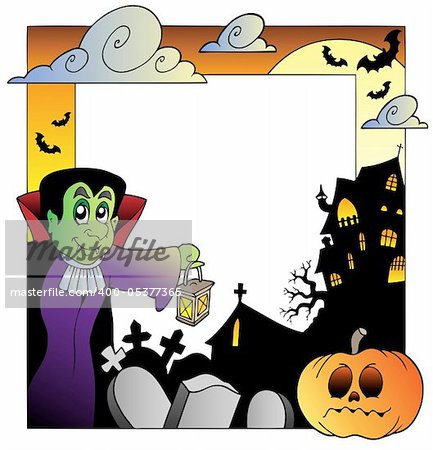 Frame with Halloween topic 2 - vector illustration.