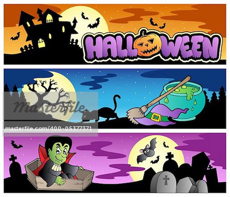 Halloween banners set 3 - vector illustration.
