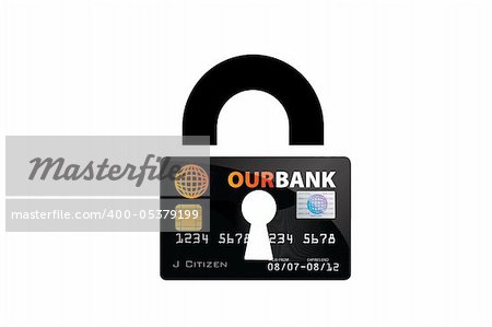 A conceptual credit card security image on white