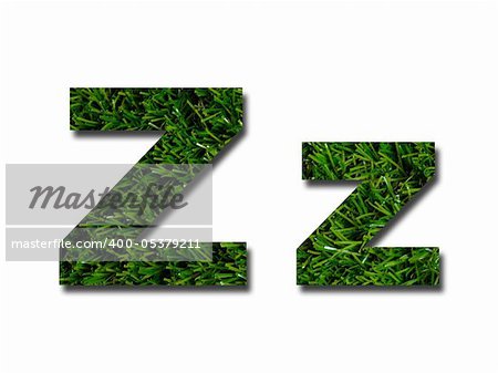 Cutout letters of the alphabet made from grass