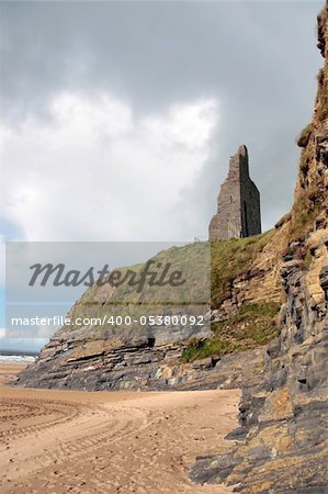 ballybunion castle on the cliffs in the west coast of ireland