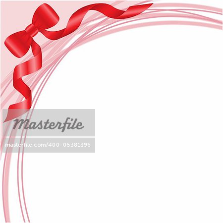 red bow on white background with pink arcs