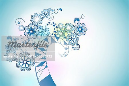 abstract background with blue flowers place for your text