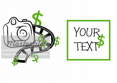 Take big green money on your picture. Digital camera - illustration, vector