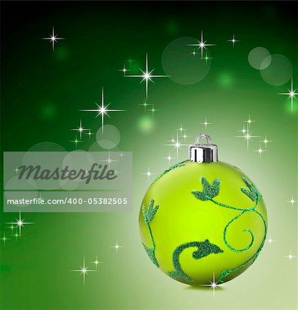 Green christmas background with stars shining