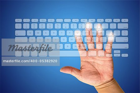 Computer keyboard and hand