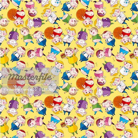 Cartoon Fat people seamless pattern