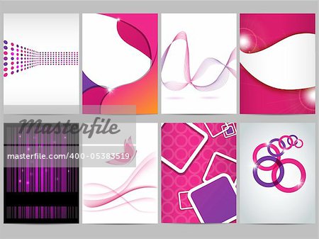 Vector purple and pink  brochure design set