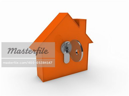 3d house key orange home estate security