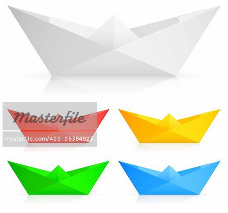 Set of 5 color paper ships.