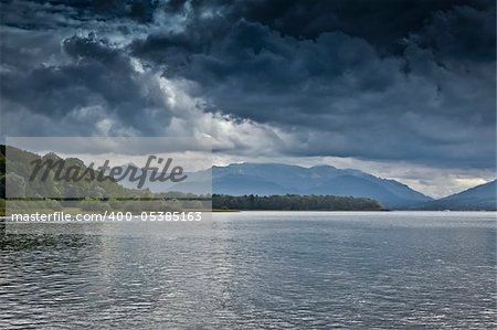 An image of a dramatic sky at the Chiemsee in Germany