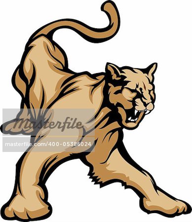 Graphic Mascot Vector Image of a Cougar Growling