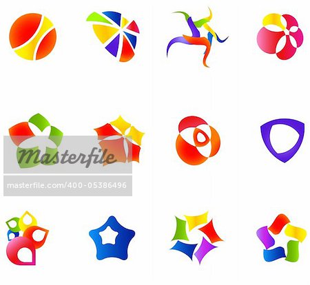 12 different colorful vector symbols: (set 16)