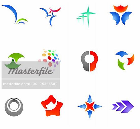 12 different colorful vector symbols: (set 11)