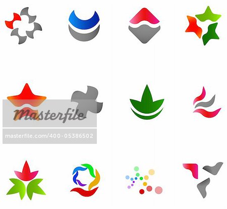 12 different colorful vector symbols: (set 13)