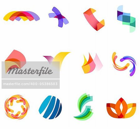 12 different colorful vector symbols: (set 20)