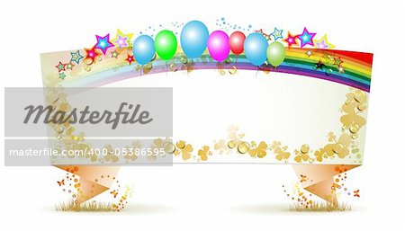 Origami background with balloons and stars