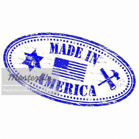 Rubber stamp illustration showing "MADE IN AMERICA" text. Also available as a Vector in Adobe illustrator EPS format, compressed in a zip file