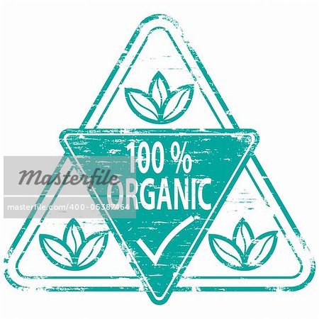 Rubber stamp illustration showing "100 PERCENT ORGANIC" text. Also available as a Vector in Adobe illustrator EPS format, compressed in a zip file