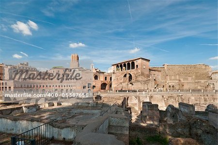 Panoramic view at the Trajan's Forum in Rome, Italy