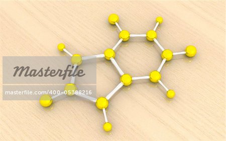 3D molecular model of uric acid on a white background