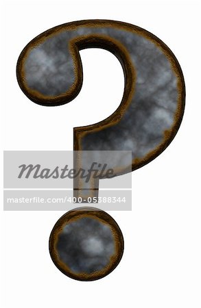 rusty question mark on white background - 3d illustration