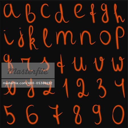 vector latin burning alphabet and numbers