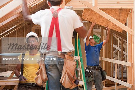Carpenters working at a construction site