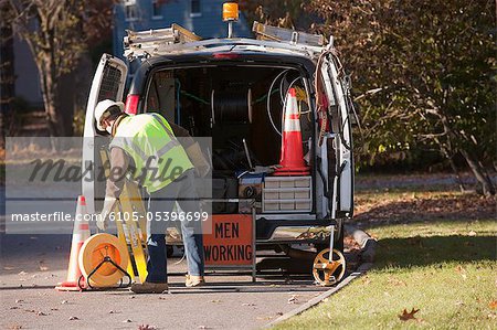 Cable installer at work