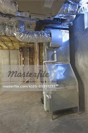 Central air conditioning system in the basement of a Green Technology Home